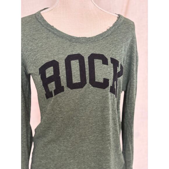 Zadig & Voltaire Willy Flocked ROCK Green Long Sleeve Graphic Tee Size M - Picture 2 of 6